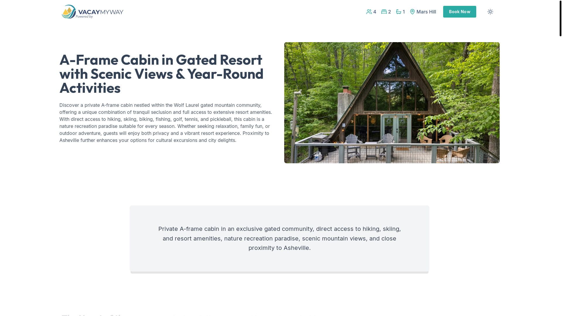 website screenshot of https://tranquilwolf.vacations/