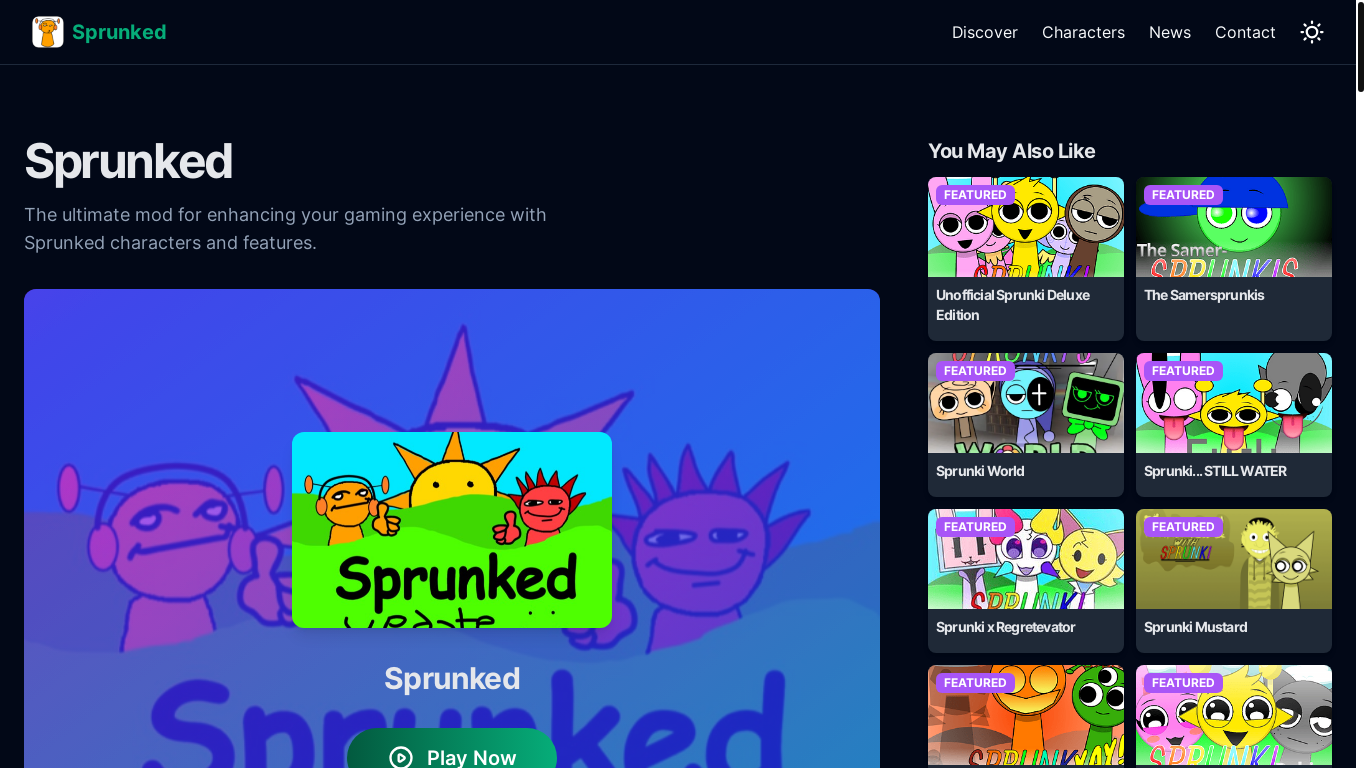 website screenshot of https://sprunked-next.pages.dev/