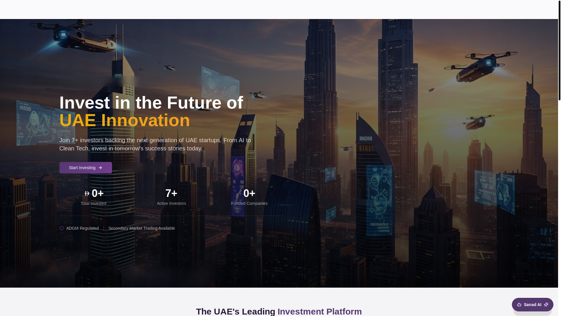 website screenshot of https://sanad-funding.ae/