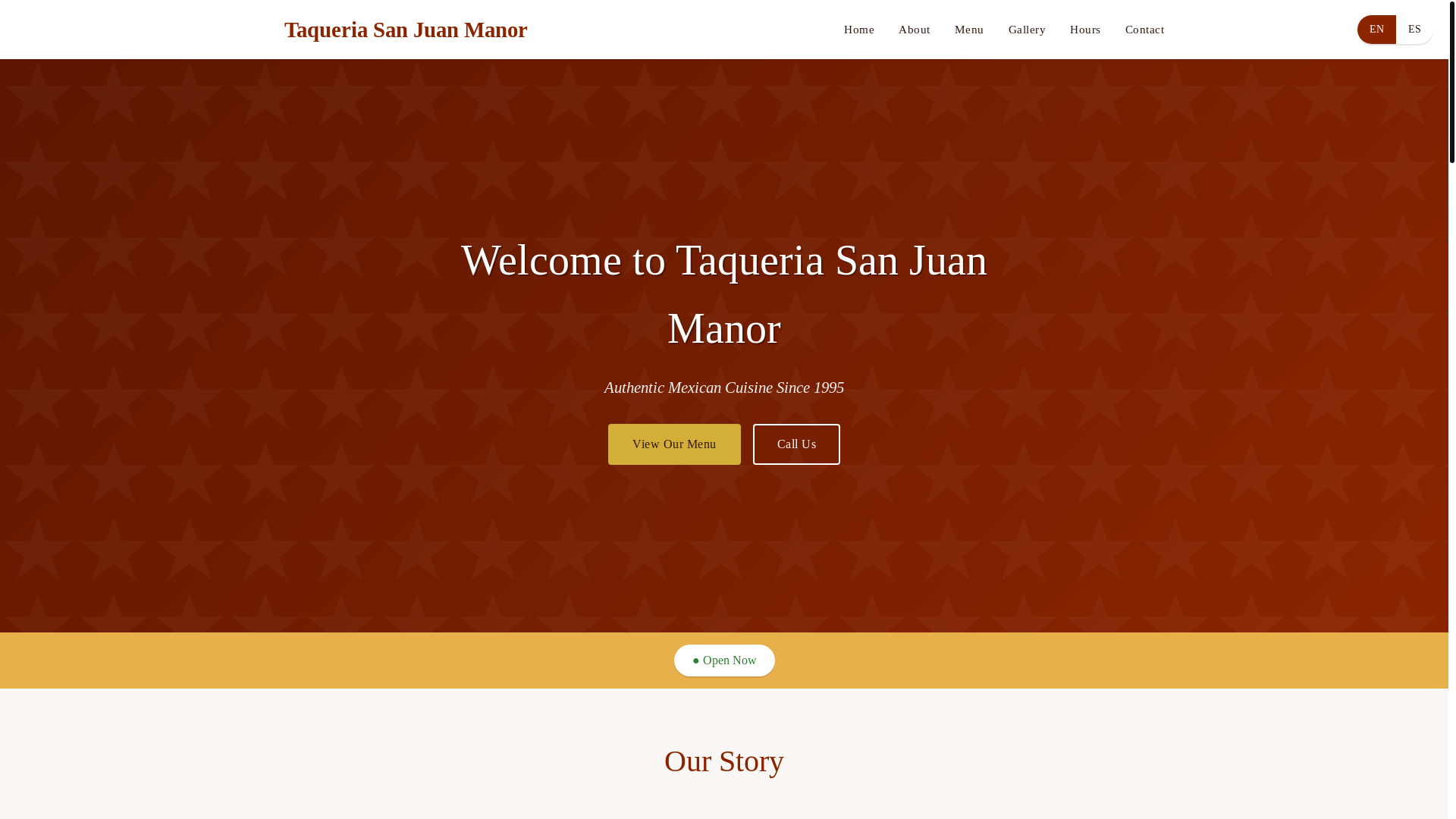 website screenshot of https://taqueriasanjuanmanor.com/