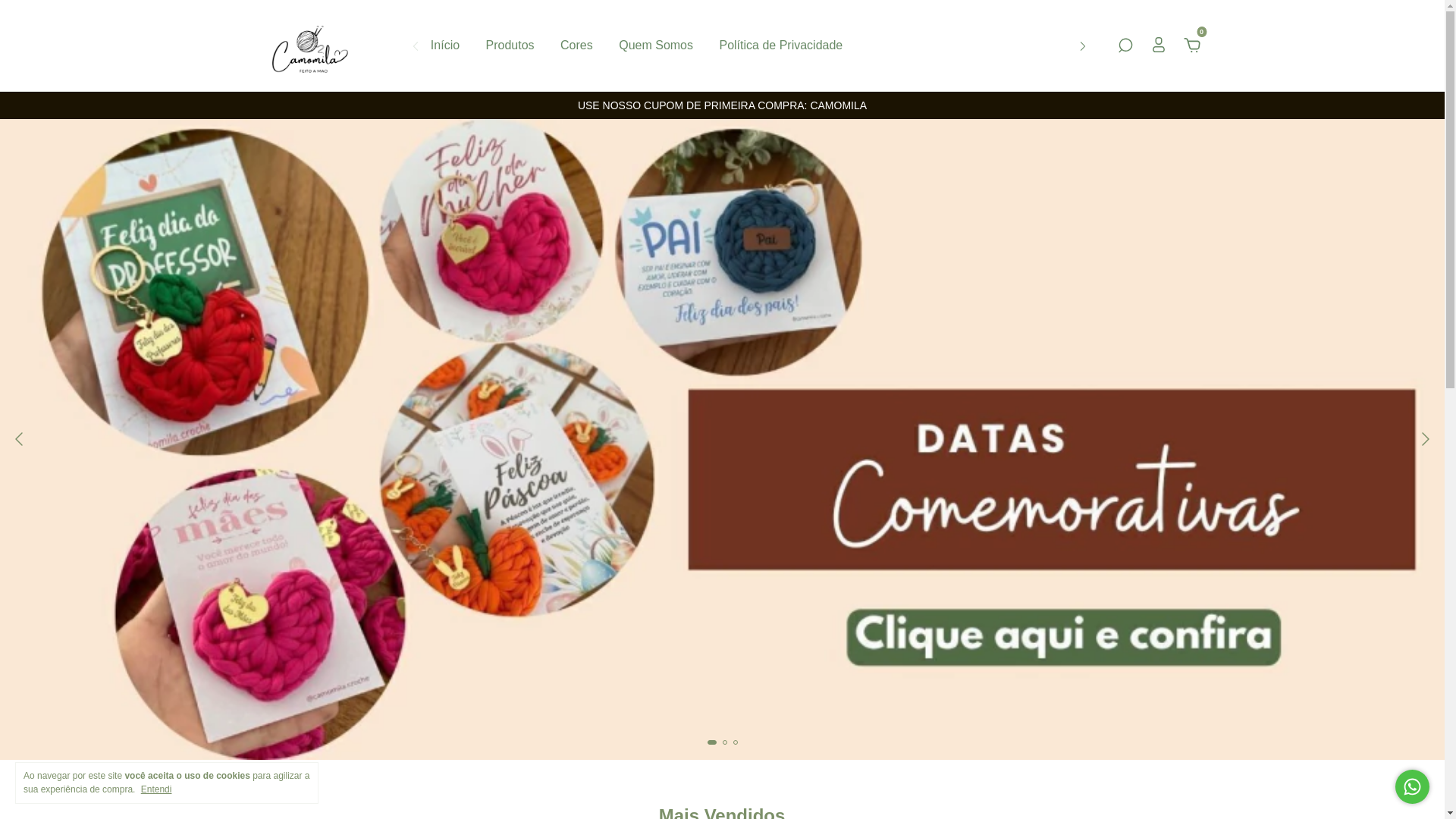 website screenshot of https://camomilacroche.com.br/