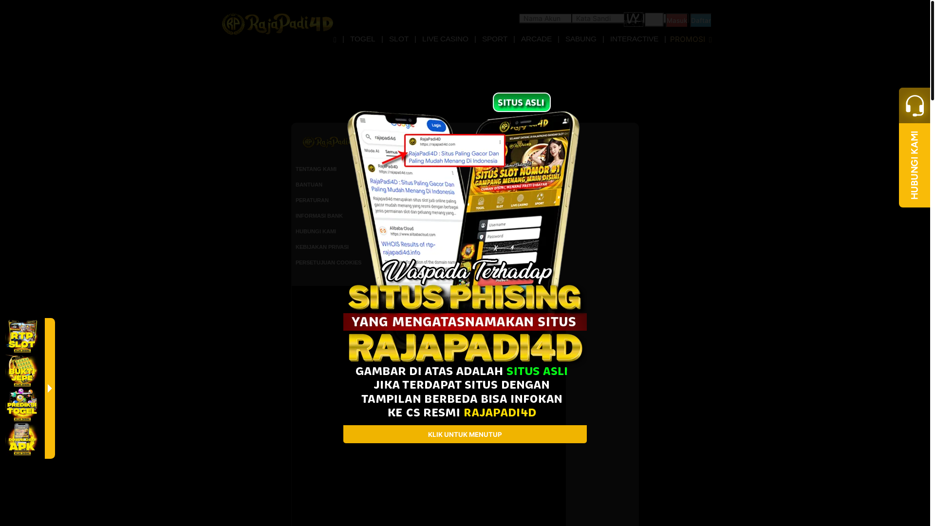 website screenshot of https://rajapadi4d-turbo.space/