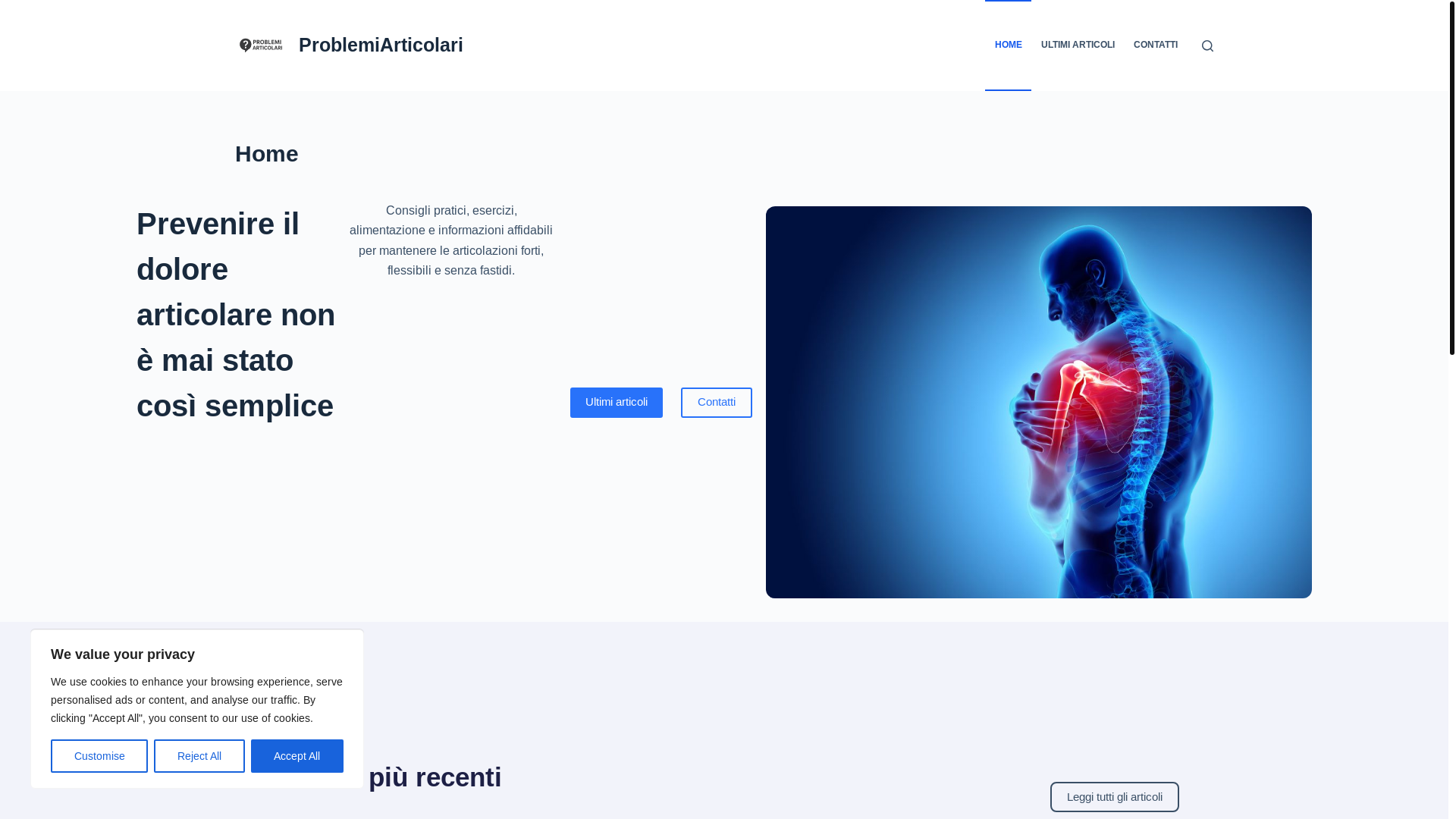 website screenshot of https://problemiarticolari.it/