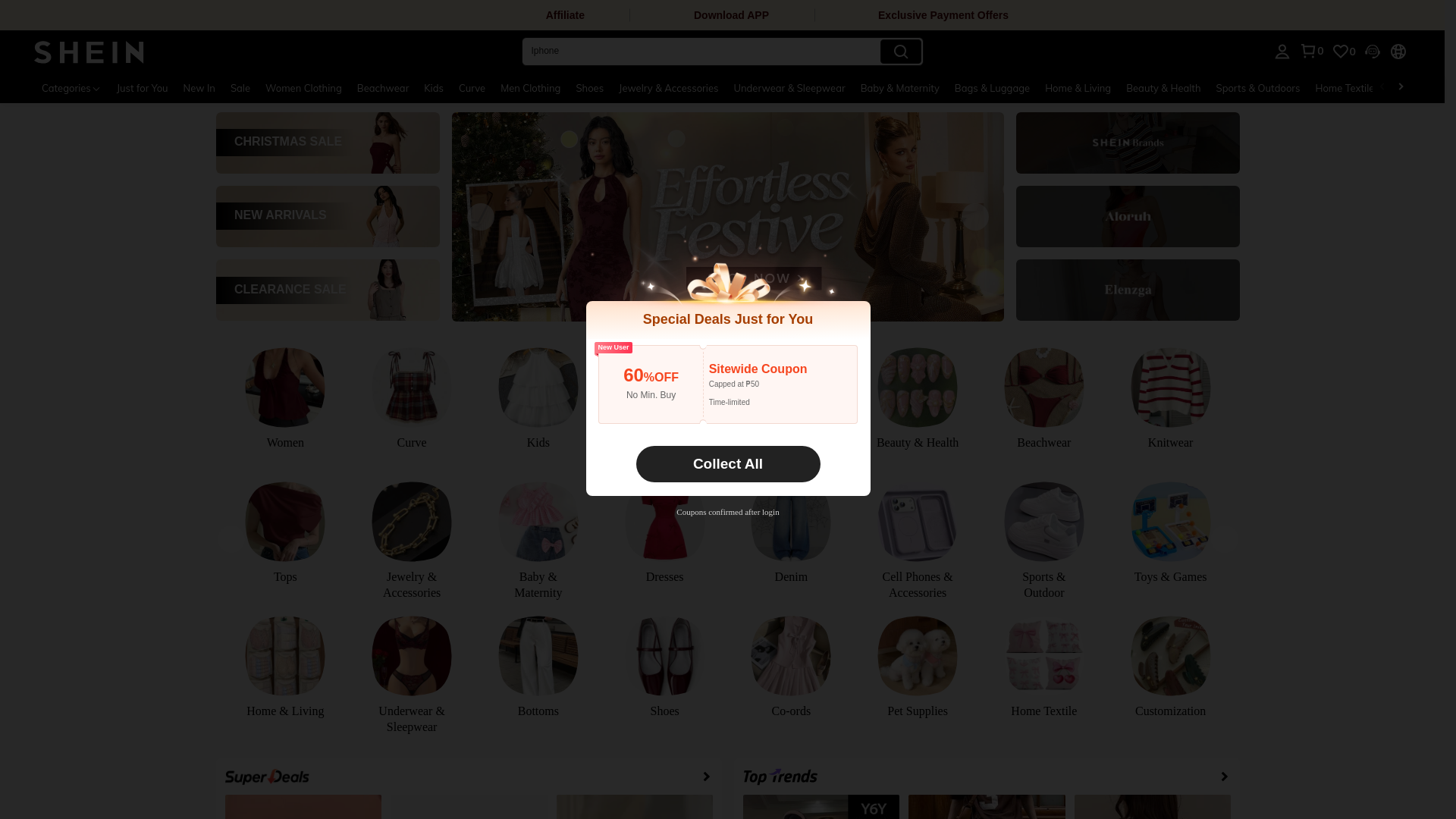 website screenshot of https://ph.shein.com/