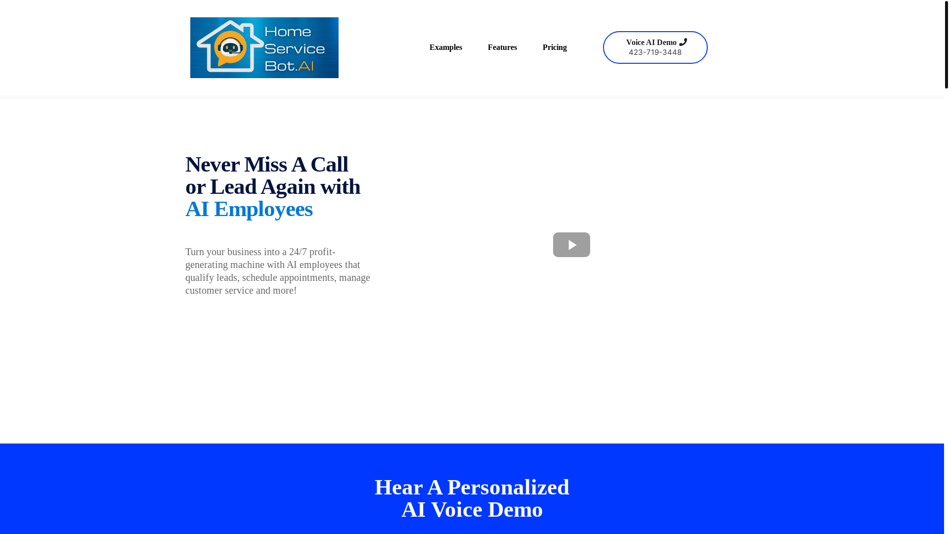 website screenshot of https://homeservicebot.ai/