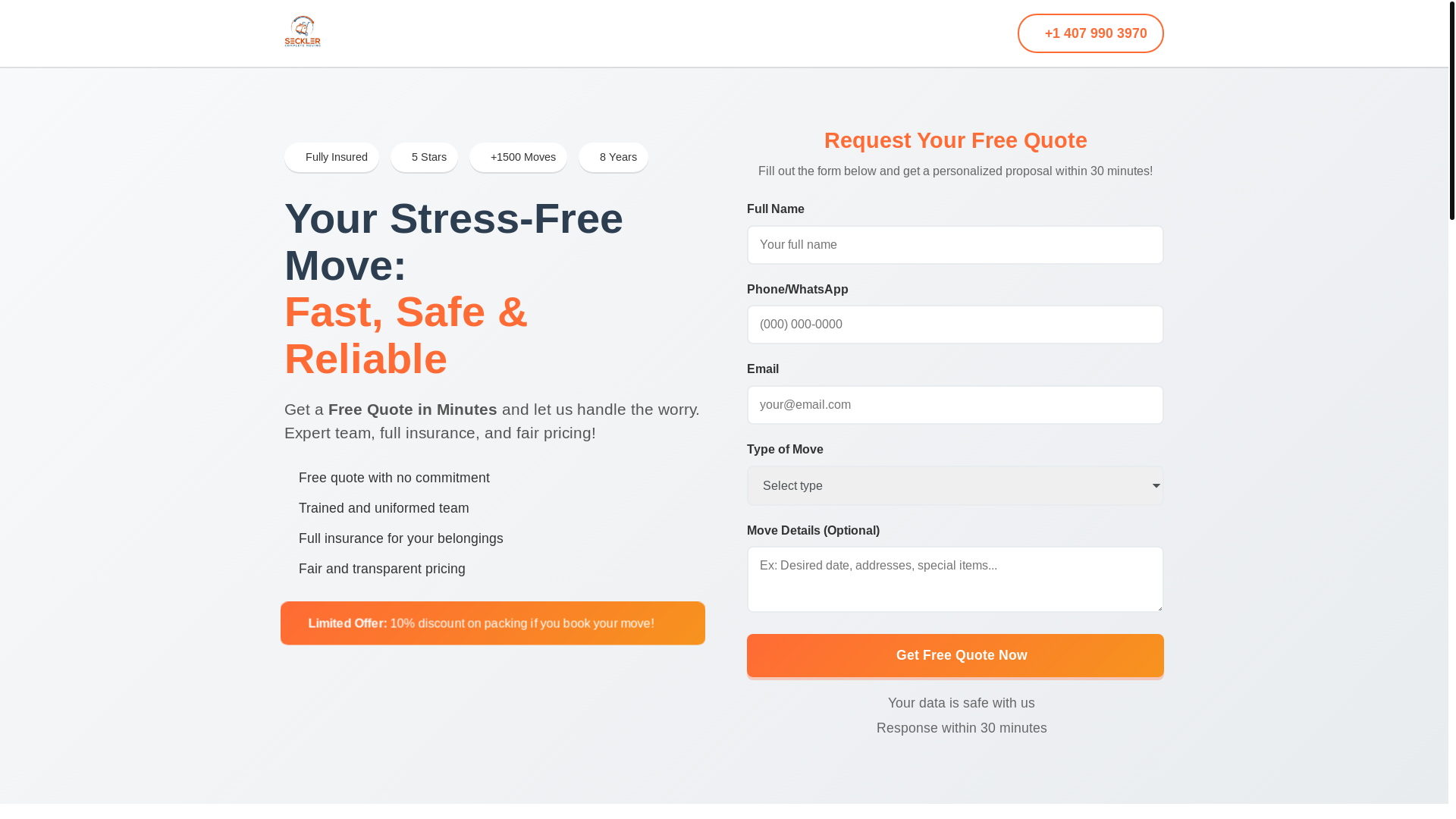 website screenshot of https://secklermovingquote.com/