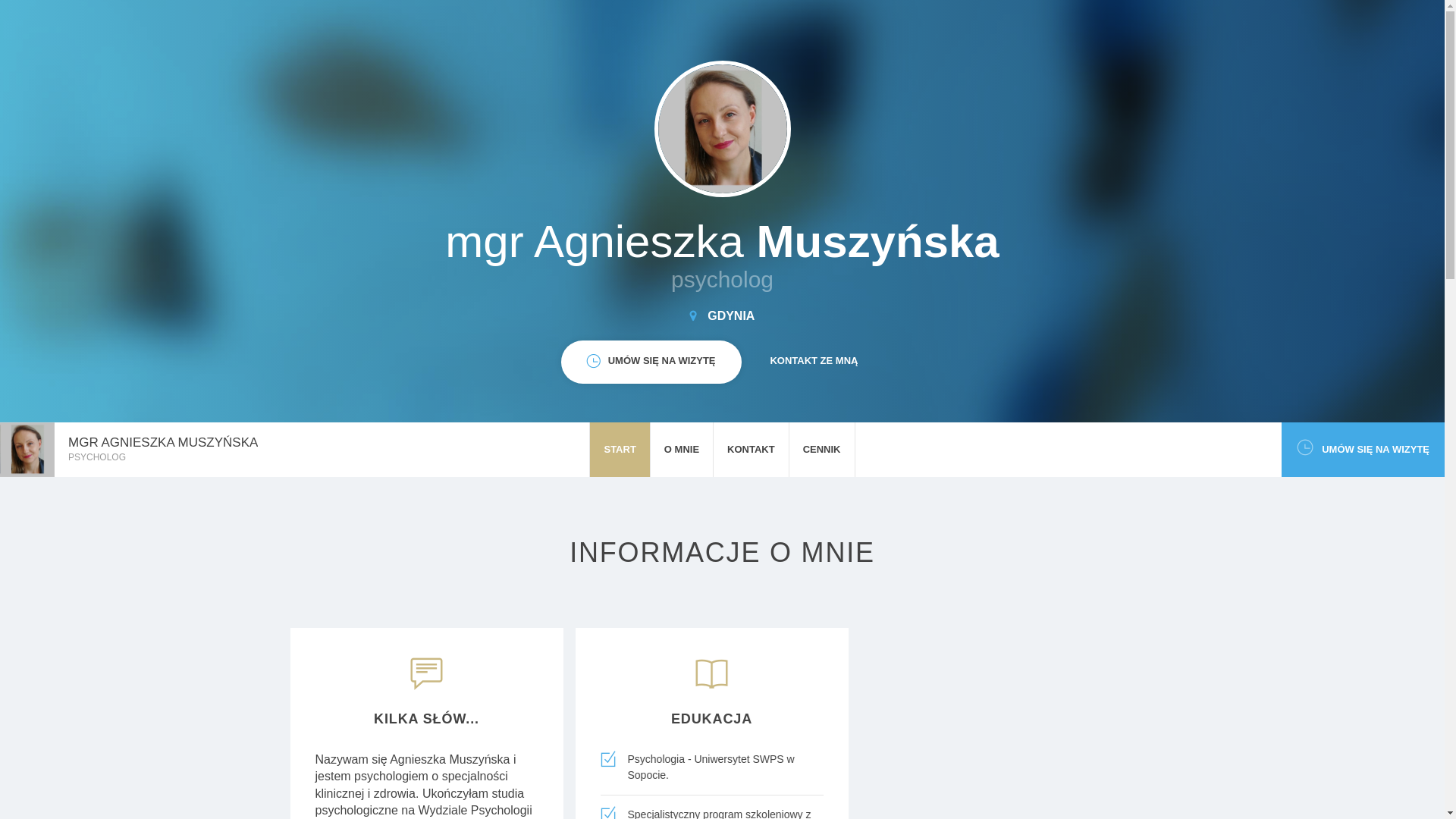website screenshot of https://agnieszkamuszynskapsycholog.com/