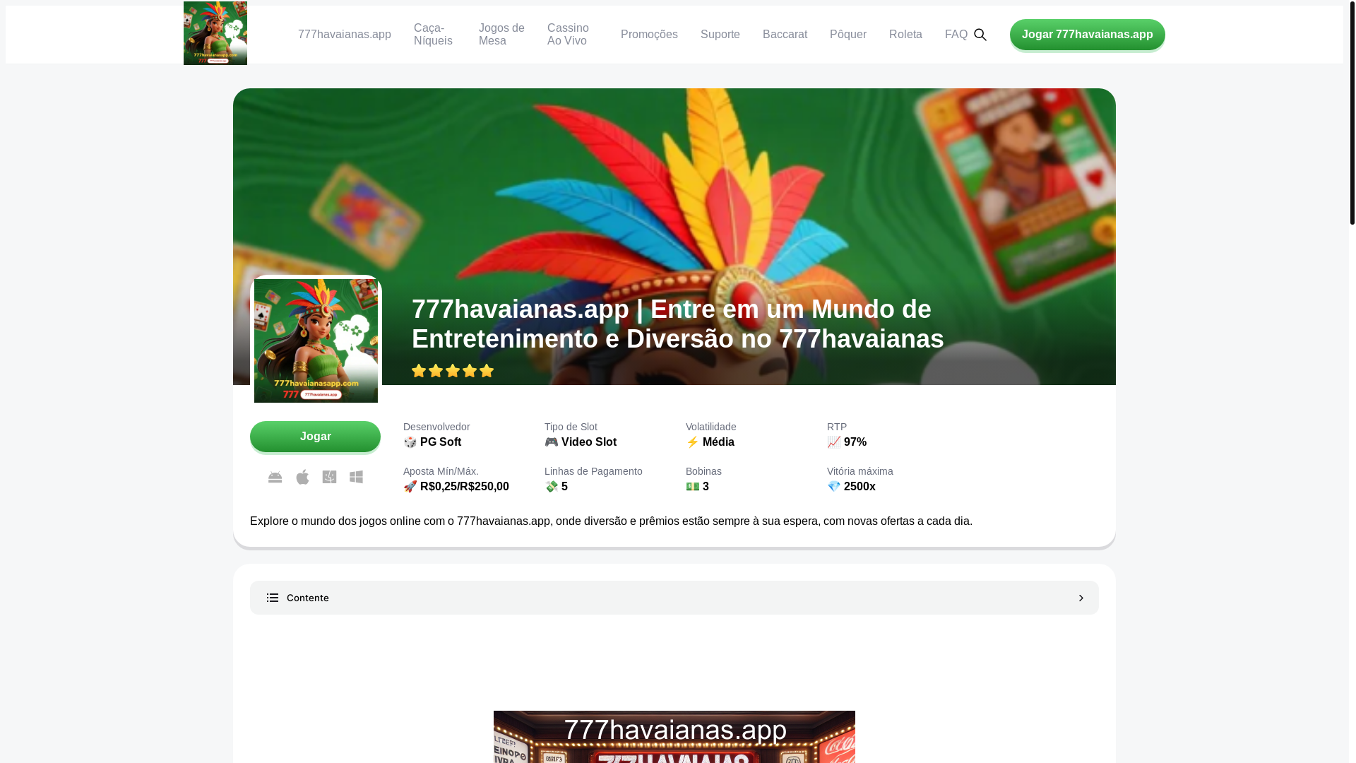 website screenshot of https://777havaianasapp.com/