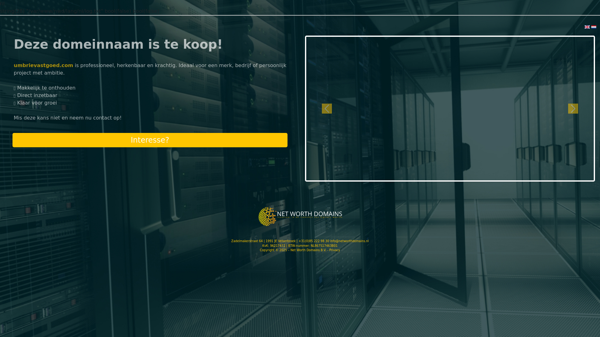 website screenshot of https://umbrievastgoed.com/