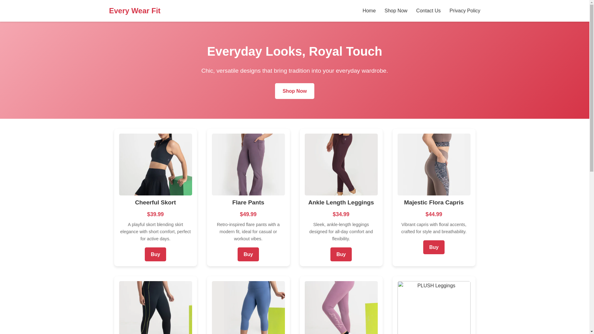 website screenshot of https://everywearfit.store/