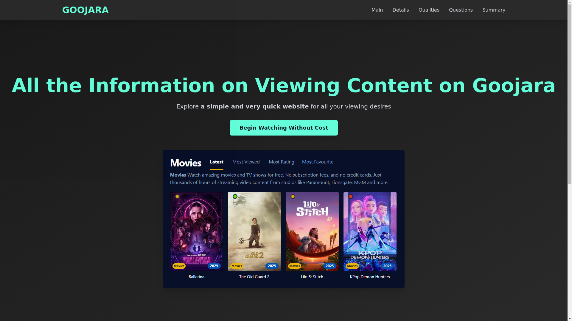 website screenshot of https://goojara-vu3w-awj.pages.dev/