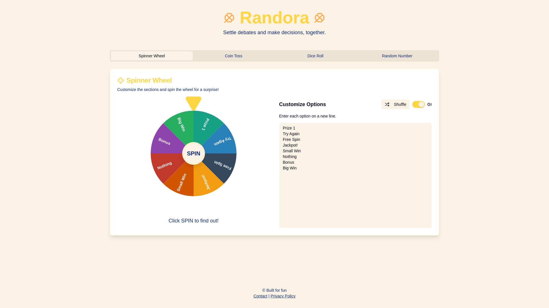 website screenshot of https://randora.space/