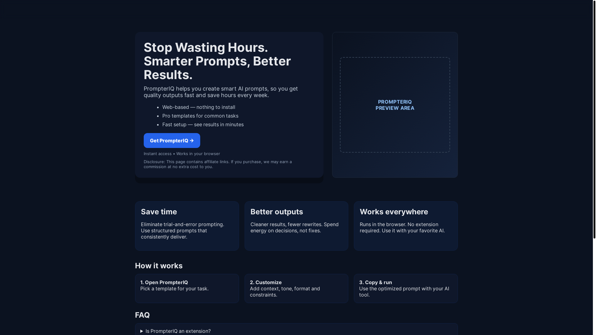 website screenshot of https://prompteriq.pages.dev/