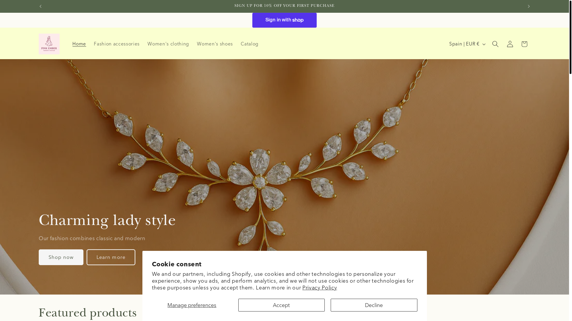 website screenshot of https://pinkember.online/