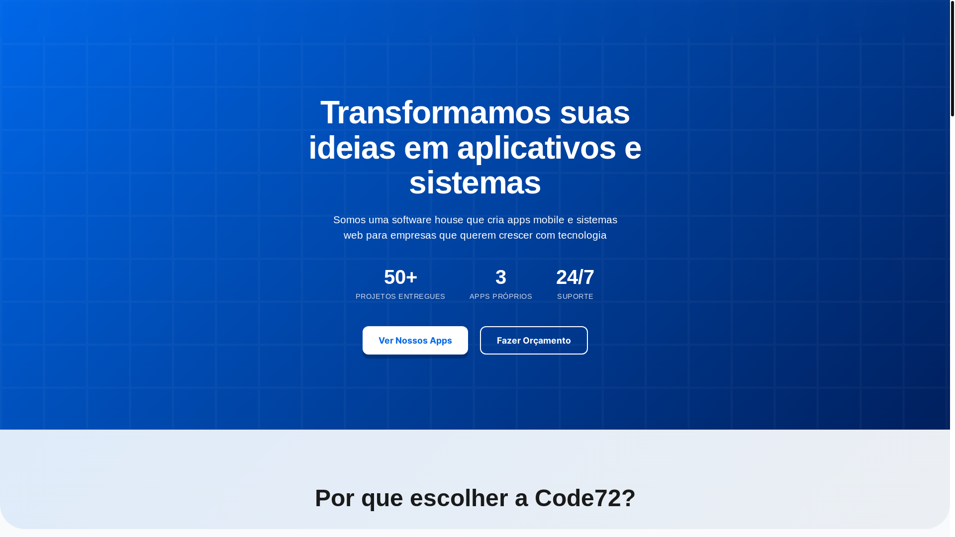 website screenshot of https://code72.com.br/