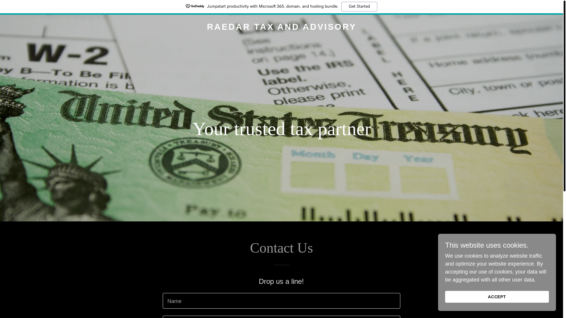 website screenshot of https://raedartaxandadvisory.com/