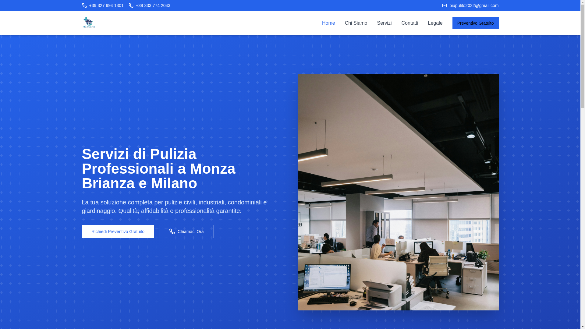 website screenshot of https://piupulitopulizie.com/