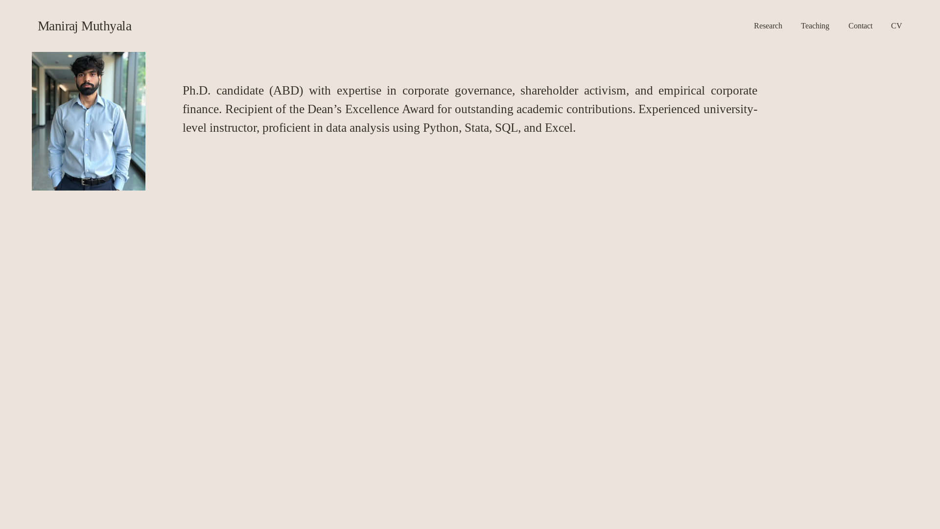 website screenshot of https://manirajmuthyala.com/
