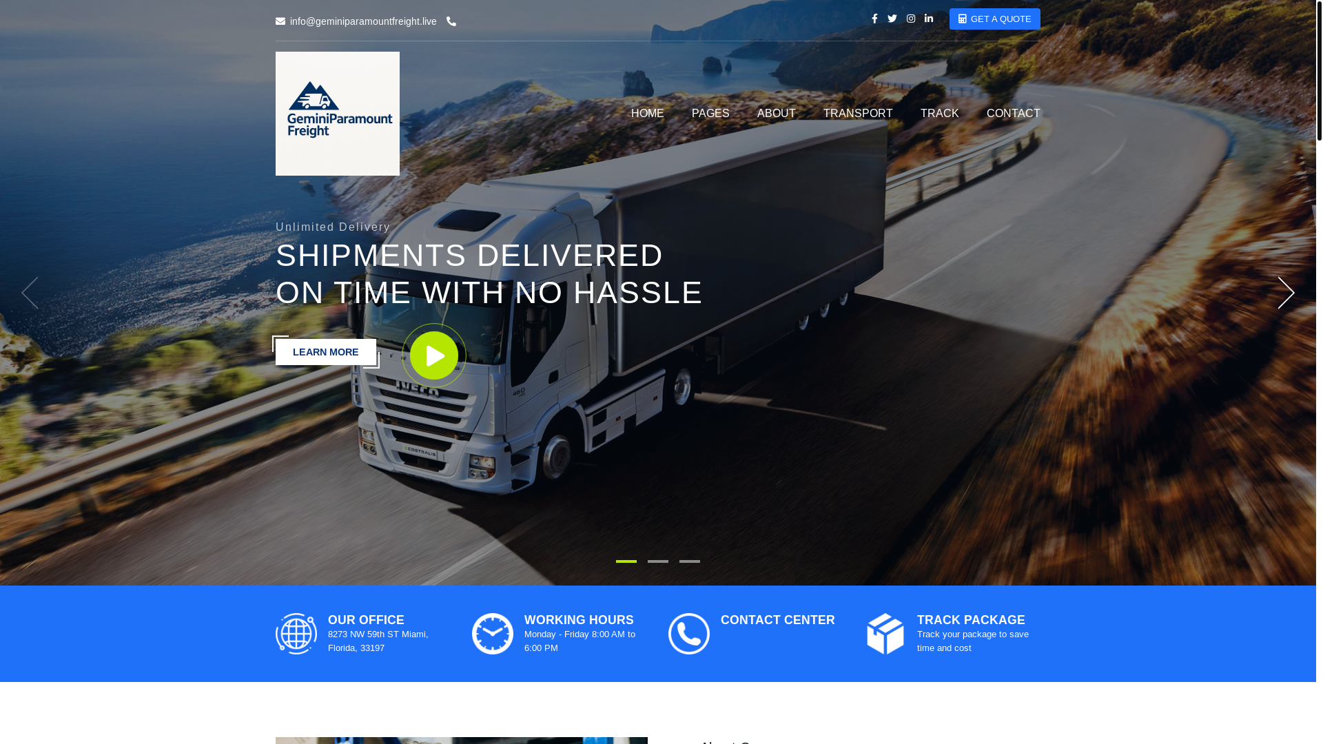 website screenshot of https://geminiparamountfreight.live/