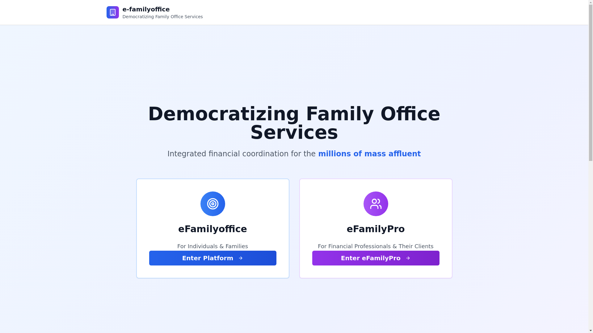 website screenshot of https://efamilyoffice.net/