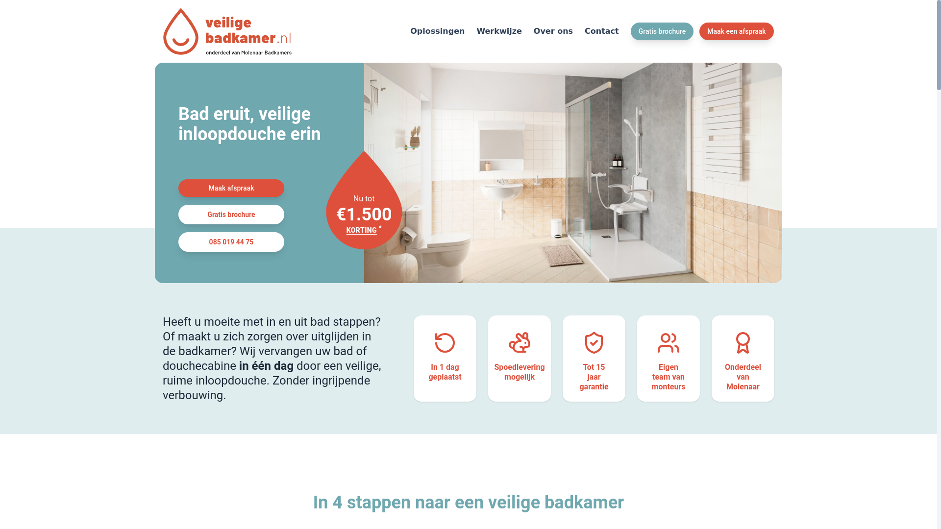 website screenshot of https://veiligebadkamer.nl/