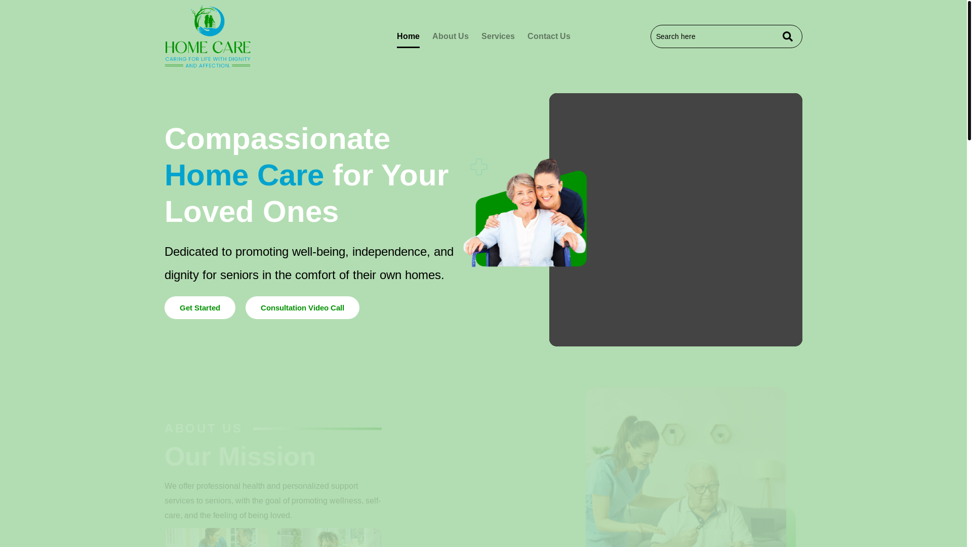 website screenshot of https://thehomescareservices.com/