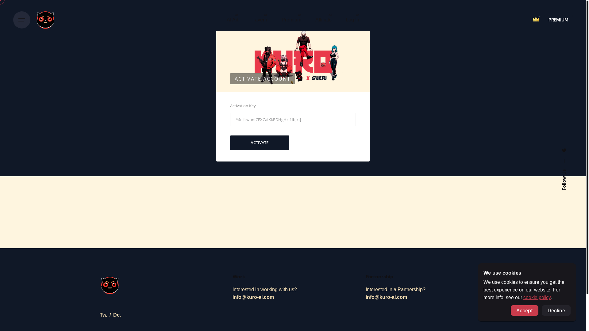website screenshot of https://kuro-ai.com/activate-2/Y4djicwunfCEXCafKkPDHgHzI1IbJktJ/