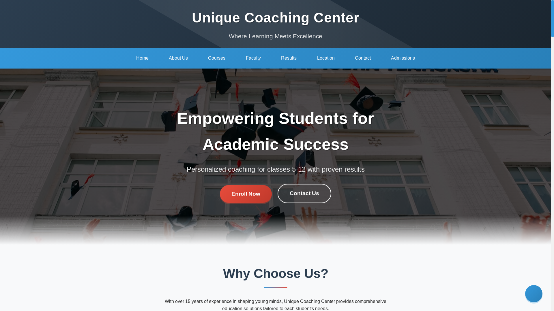 website screenshot of https://uniquecoachingcenter.in/