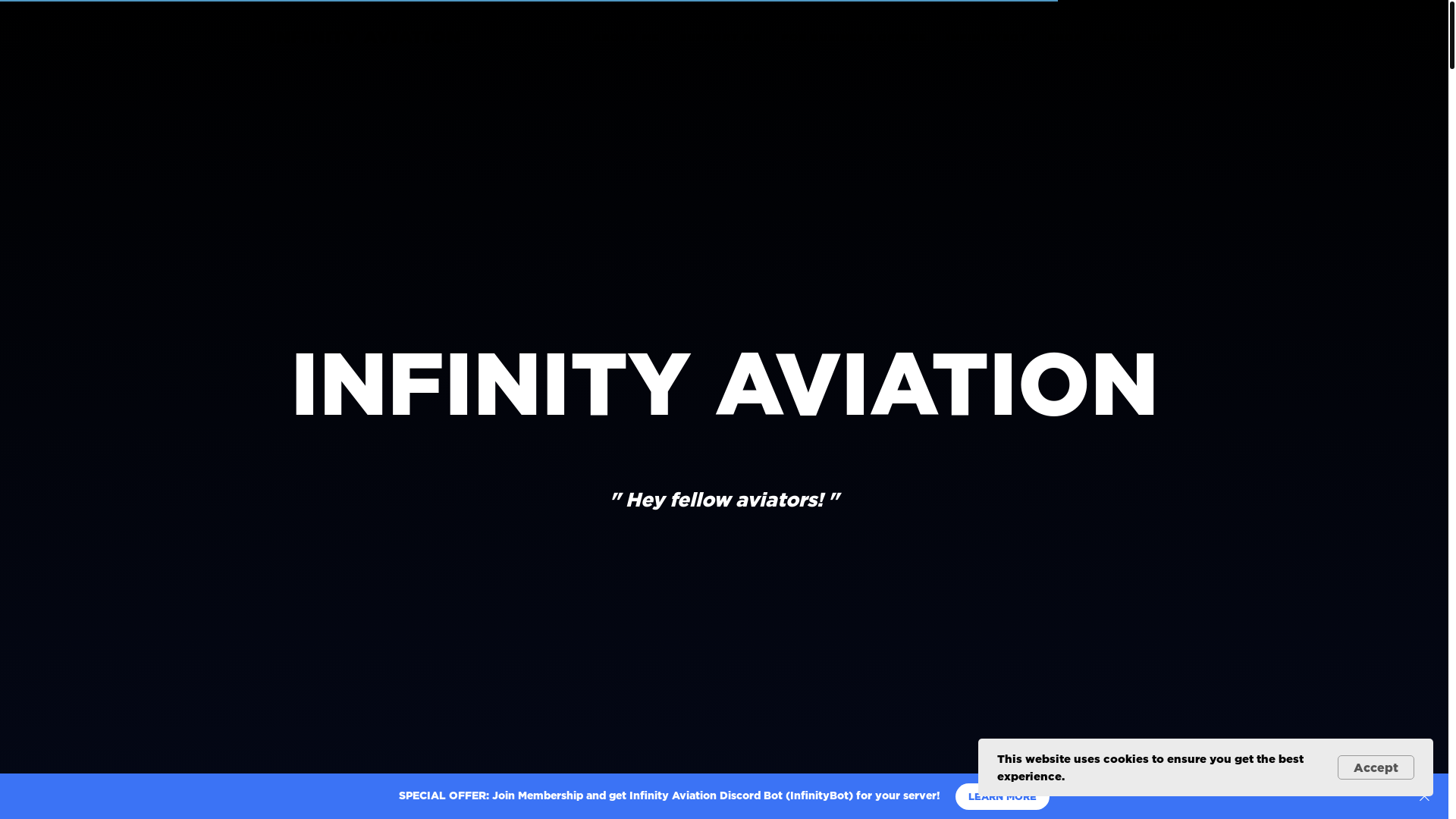 website screenshot of https://infinityaviation.space/