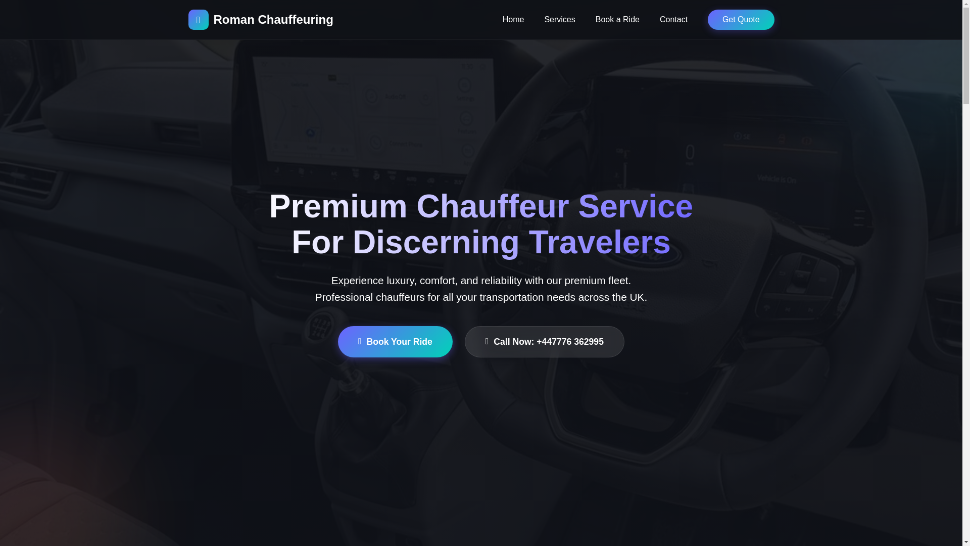 website screenshot of https://romanchauffeuring.uk/