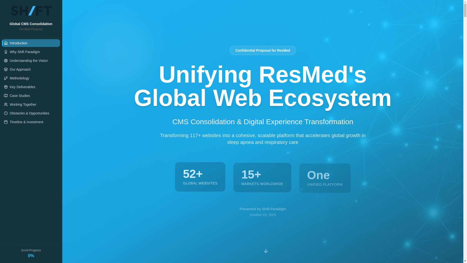 website screenshot of https://resmedxshift.com/