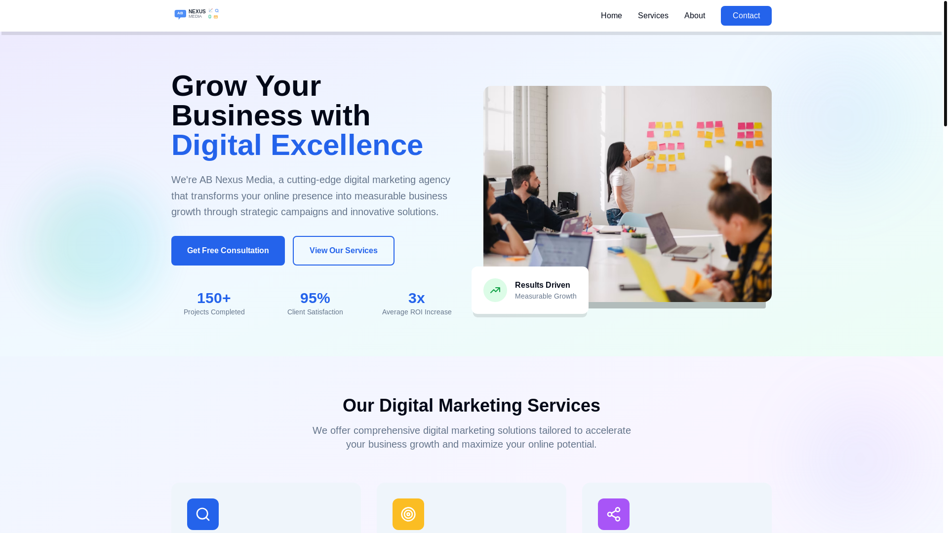 website screenshot of https://abnexusmedia.com/