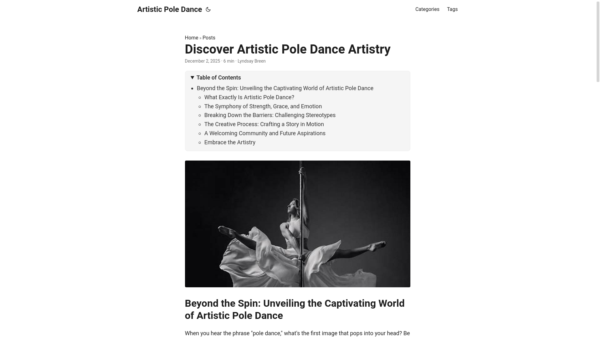 website screenshot of https://artisticpoledance5.pages.dev/