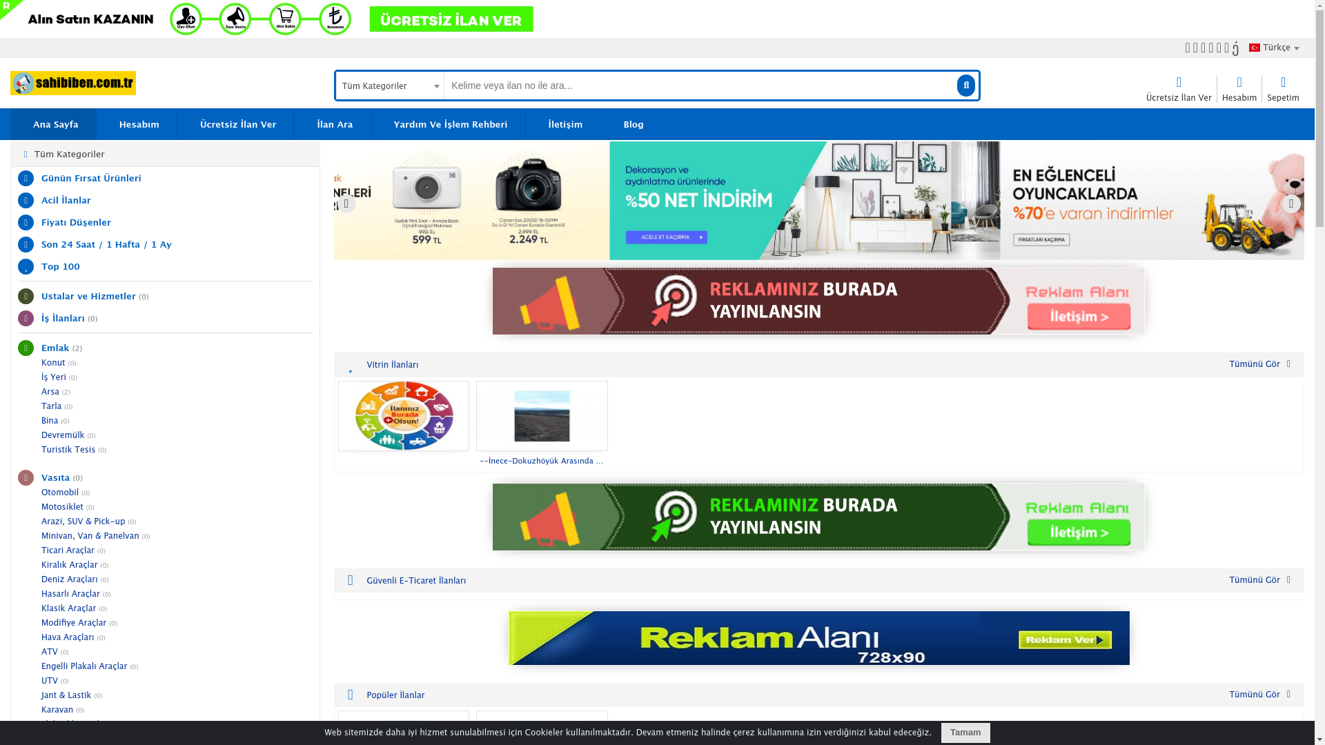 website screenshot of https://sahibiben.com.tr