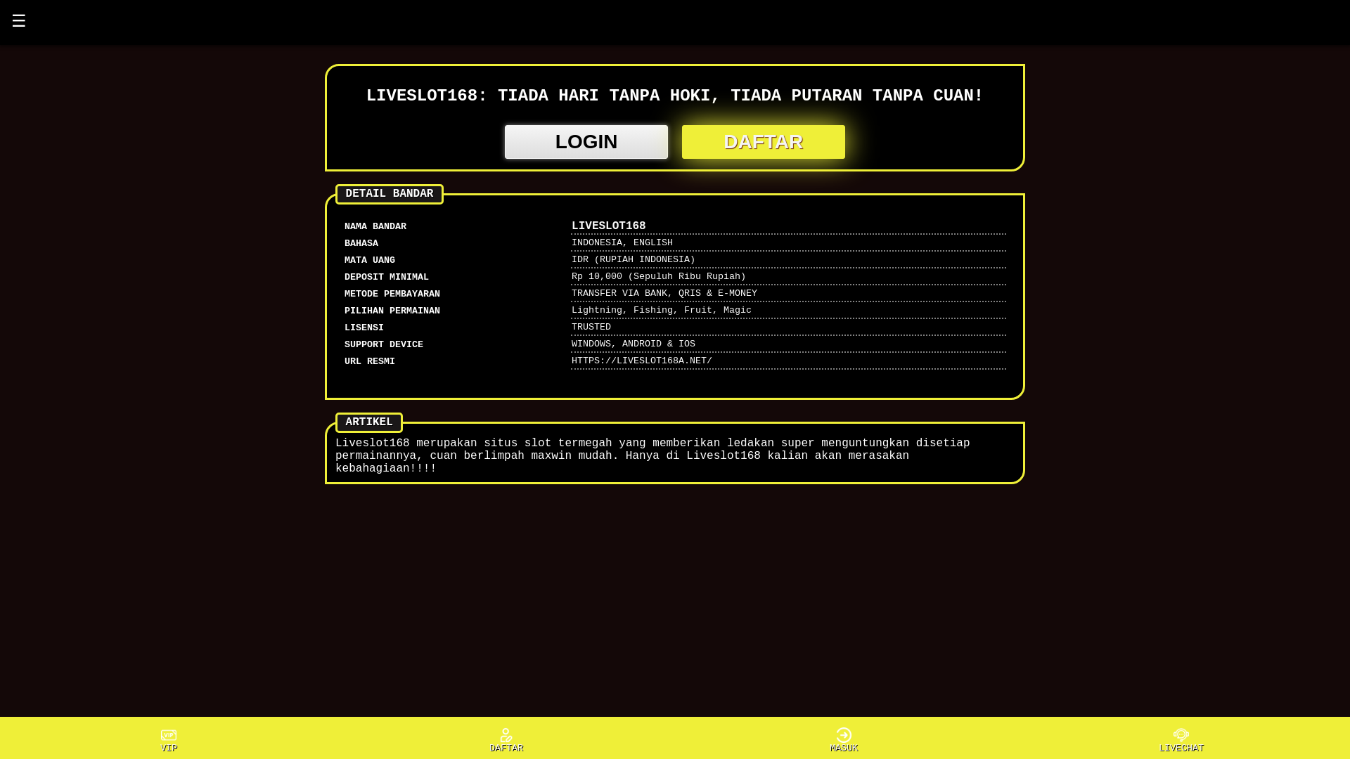 website screenshot of https://liveslot168a-amp.pages.dev/