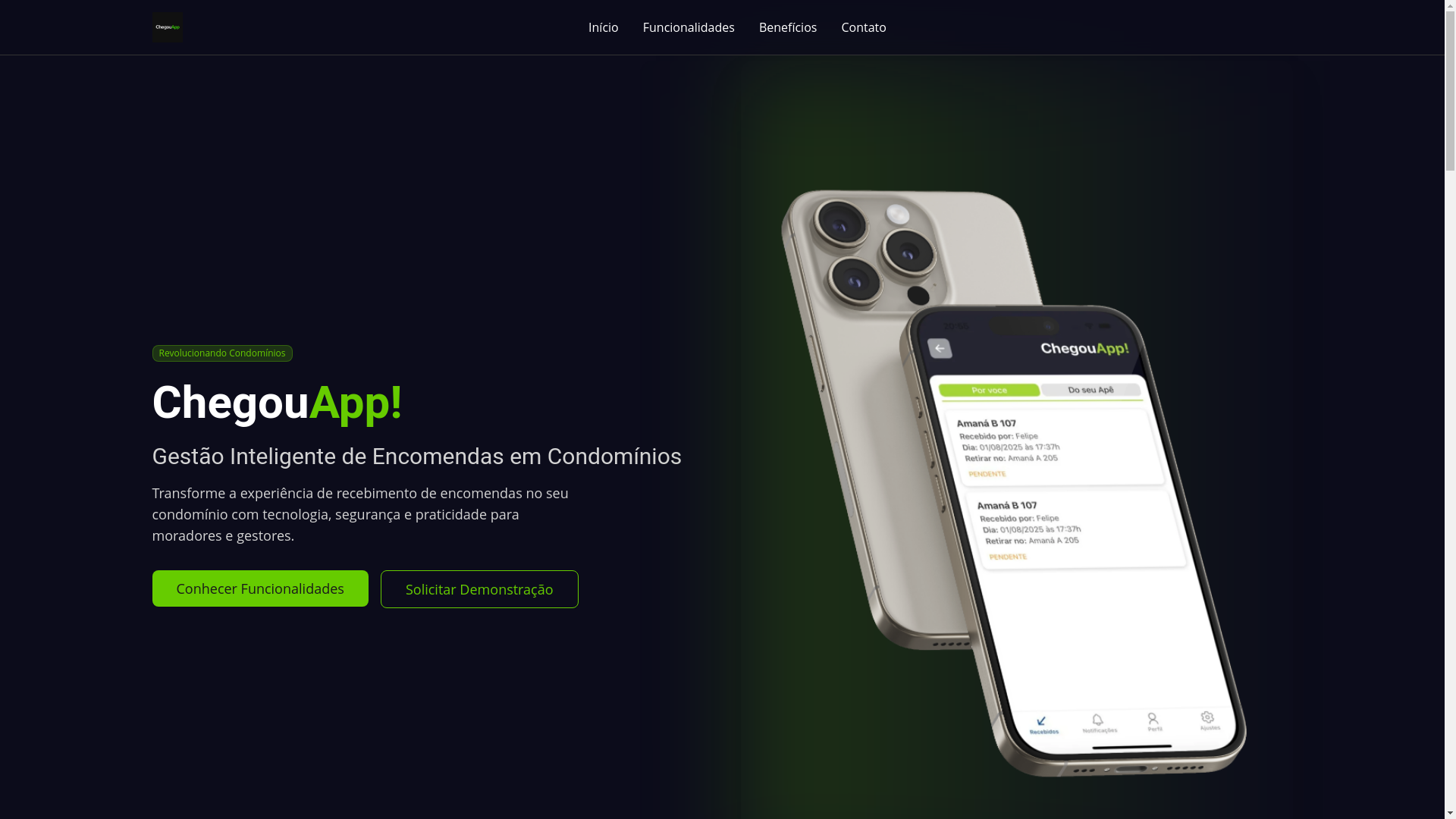 website screenshot of https://site-chegou.pages.dev/