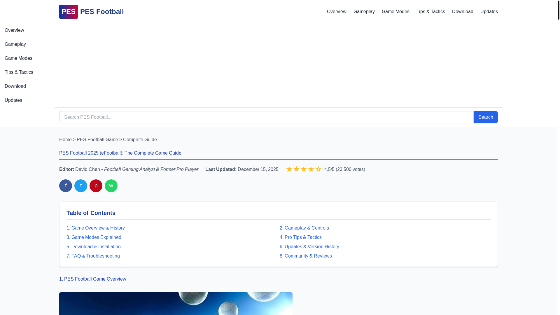 website screenshot of https://pesfootballgame.com/