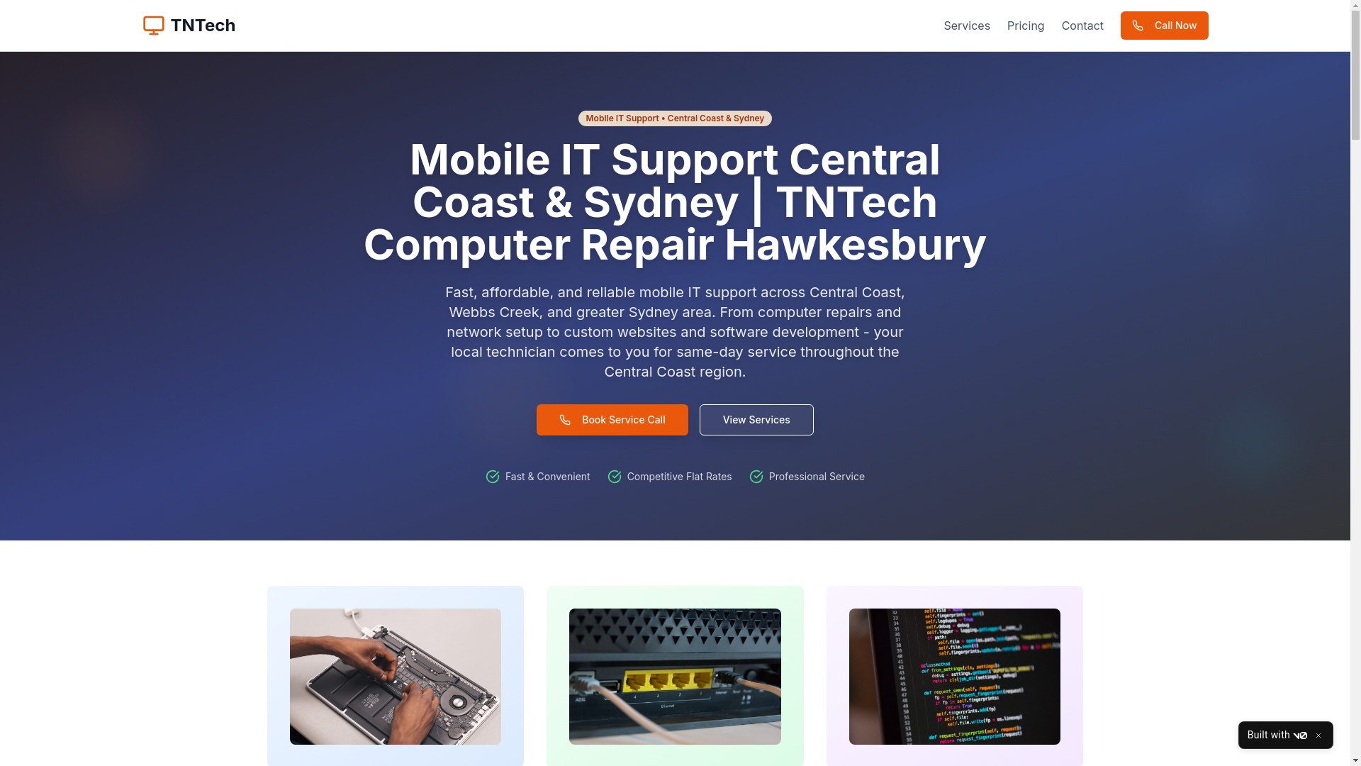website screenshot of https://tntechservices.com.au/