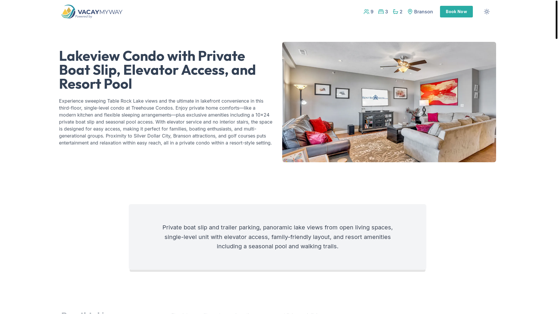 website screenshot of https://serenetablerock.vacations/