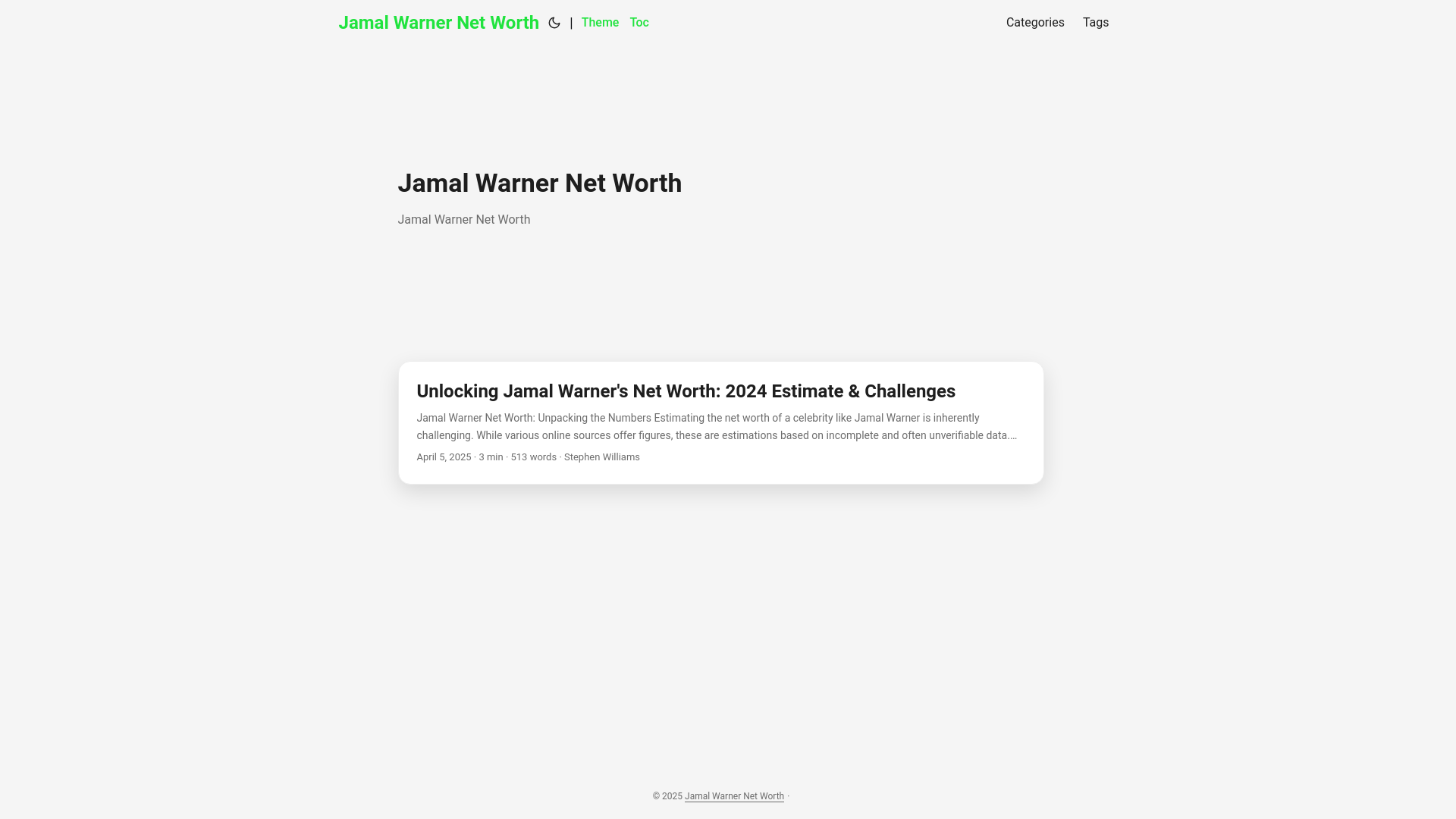 website screenshot of https://jamal-warner-net-worth.pages.dev/