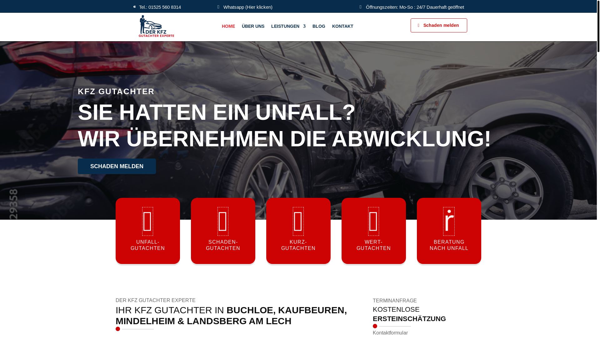 website screenshot of https://kfzgutachter-az.de/