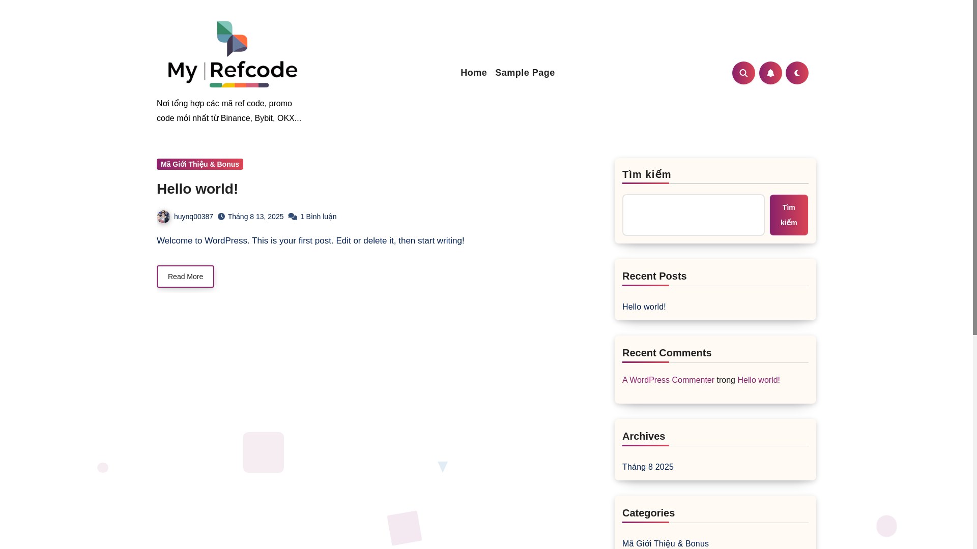 website screenshot of https://myrefcode.com/