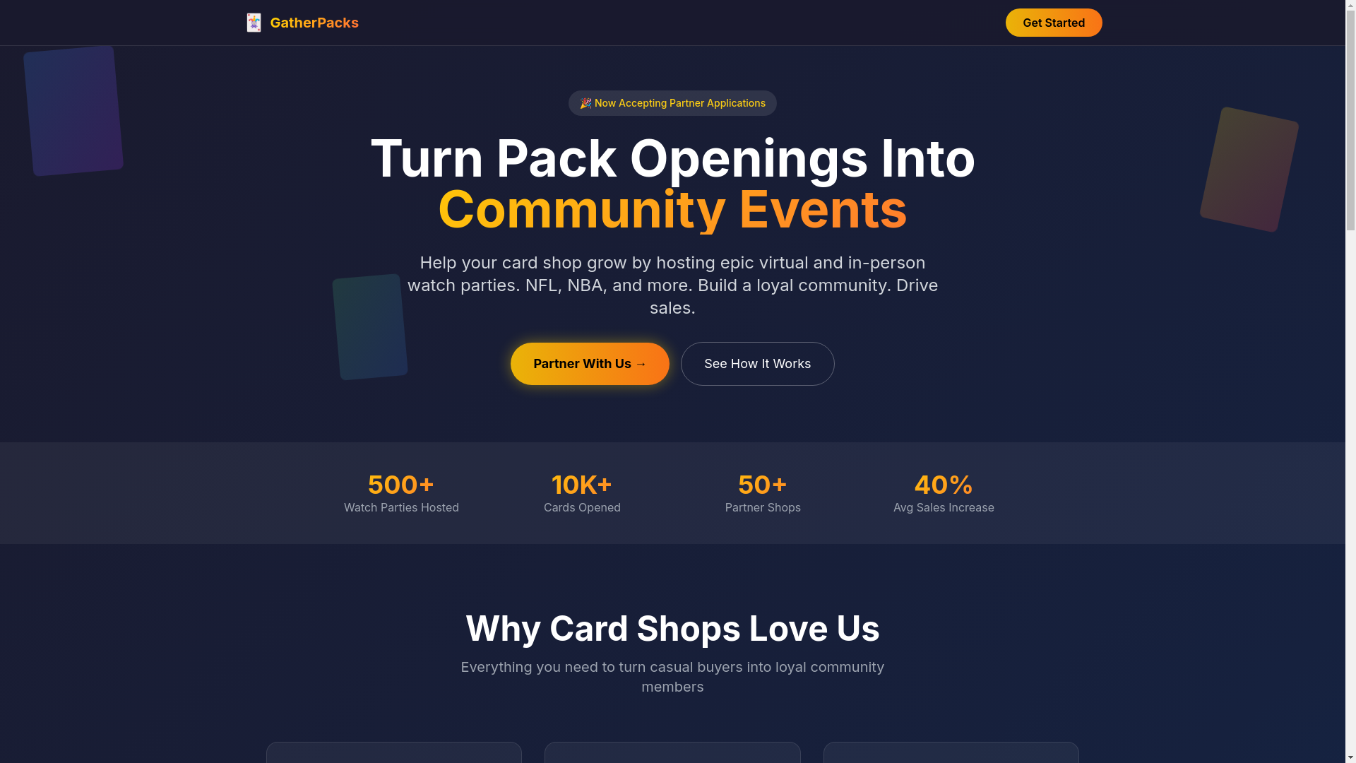 website screenshot of https://gatherpacks.com/