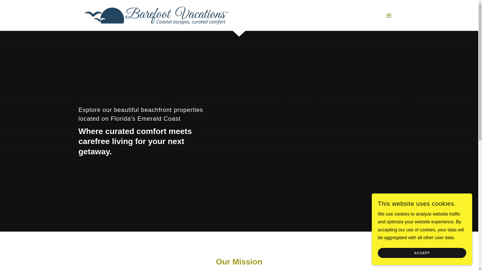 website screenshot of https://barefootvacations.co/