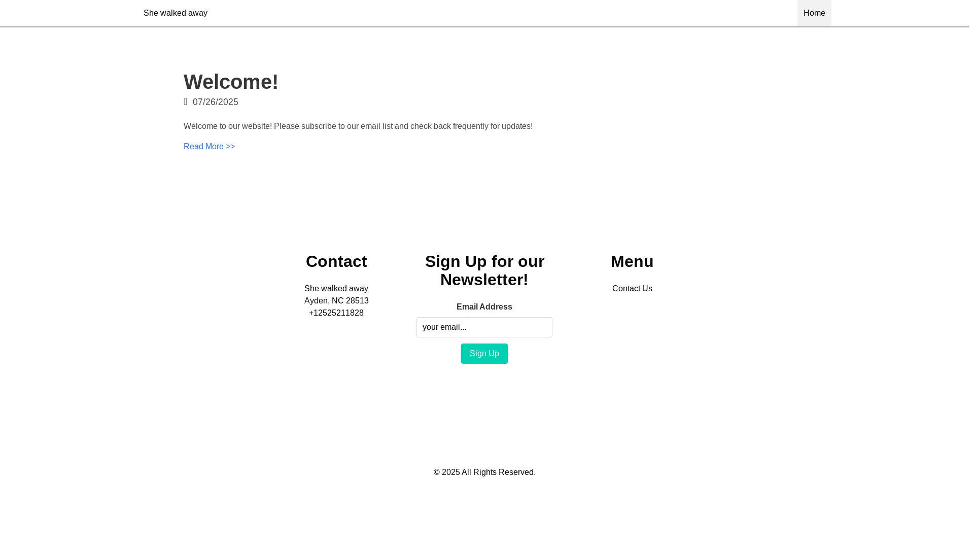 website screenshot of https://she-walked-away.com/
