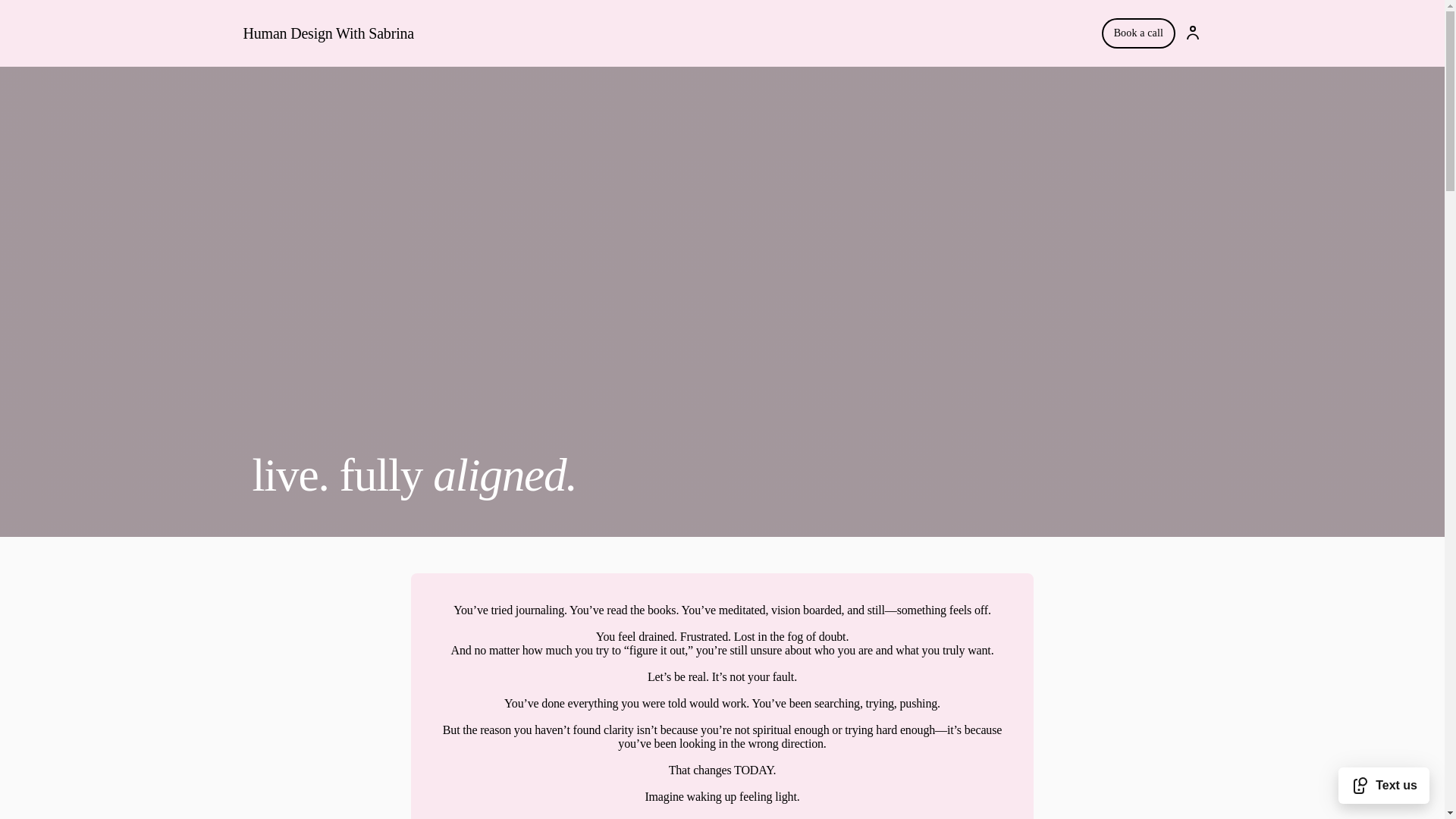 website screenshot of https://humandesignwithsabrina.com/