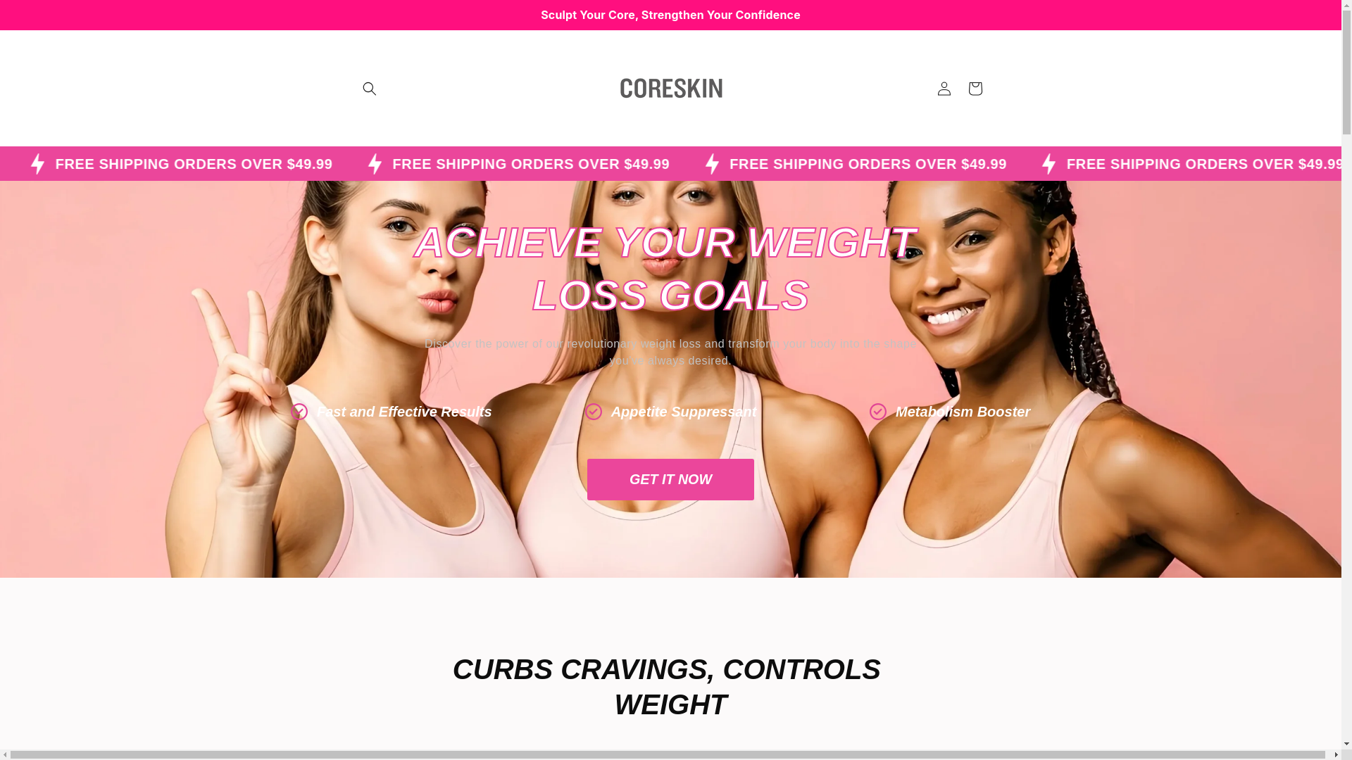 website screenshot of https://coreskin.store/
