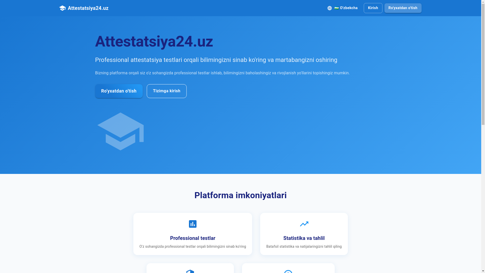 website screenshot of https://attestatsiya24.uz/