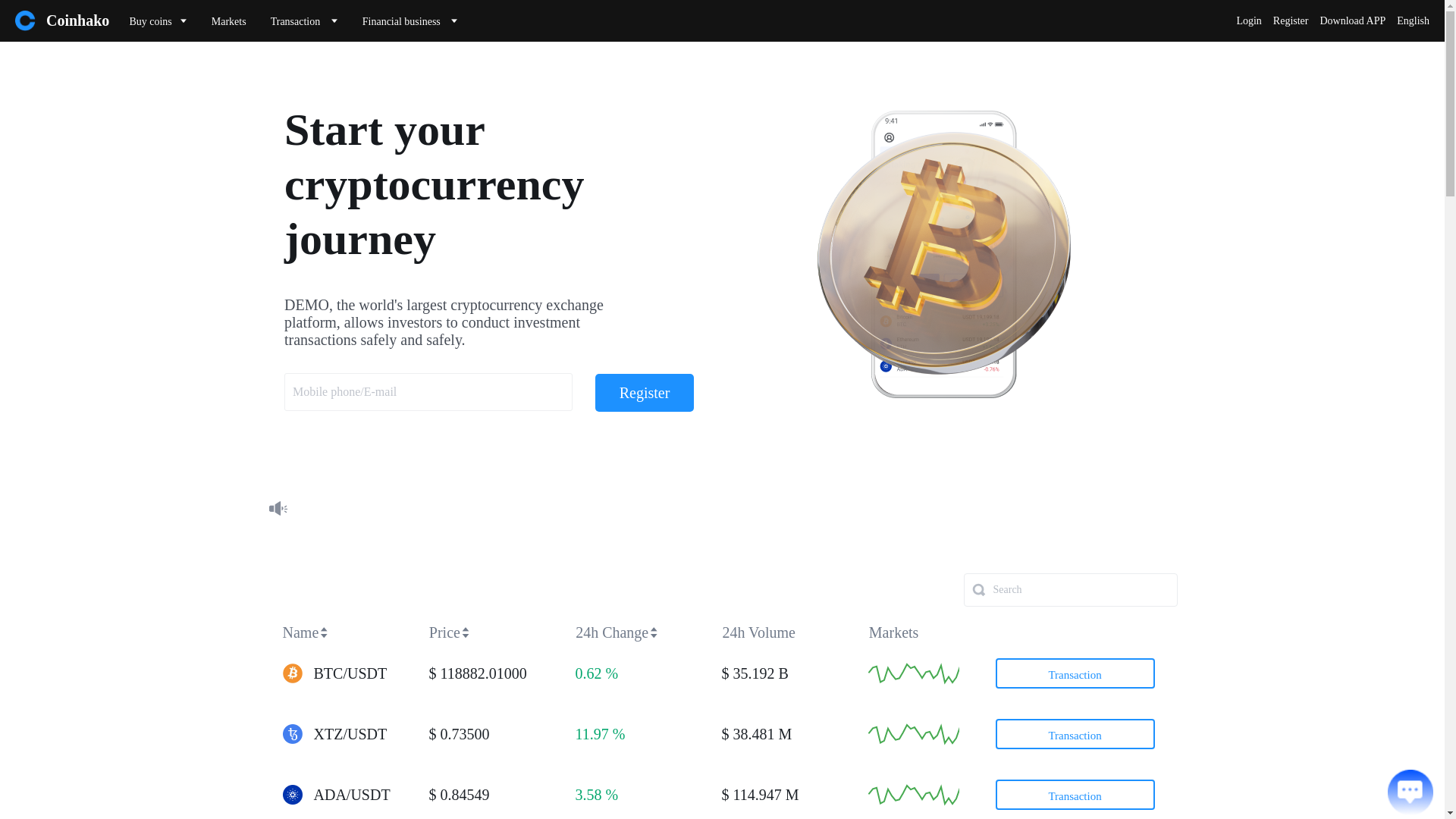 website screenshot of https://coinhakocc.com/