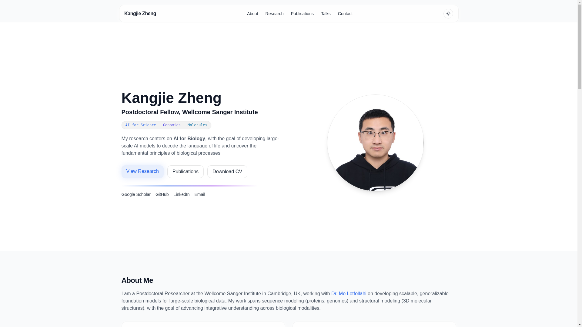 website screenshot of https://kjzheng.com/